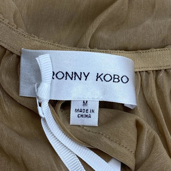 NEW RONNY KOBO Women's Mori Pleated Chiffon Midi Skirt Latte Beige Size M - Picture 5 of 10